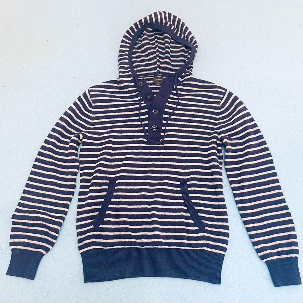 J. Crew Womens Size Small Pullover Hooded Sweater Button Hoodie